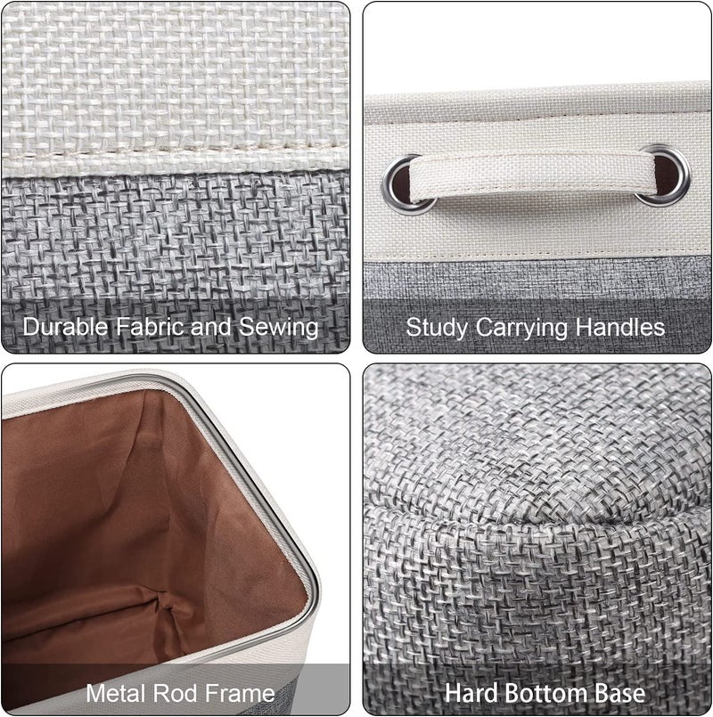 Kntiwiwo Foldable Storage Bin Collapsible Fabric Storage Basket Cube with Durable Handles Closet Organizer Bins for Organizing Shelves Drawers, Set of 3, 15" x 10" x 9.5", Grey - Image 3